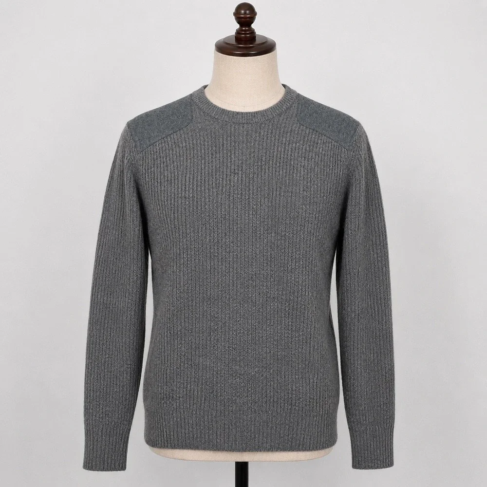 Banana Republic Mens Grey Wool Blend Ribbed Military Crewneck‎ Sweater Medium
